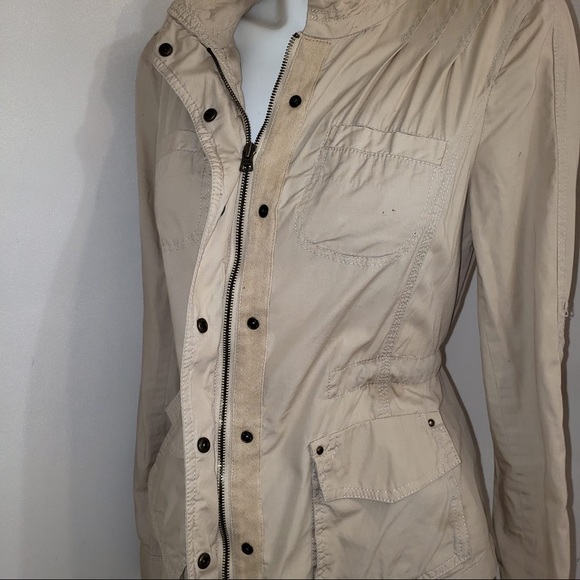 Express Casual Beige Tan Zip Up Utility Jacket - Picture 5 of 12